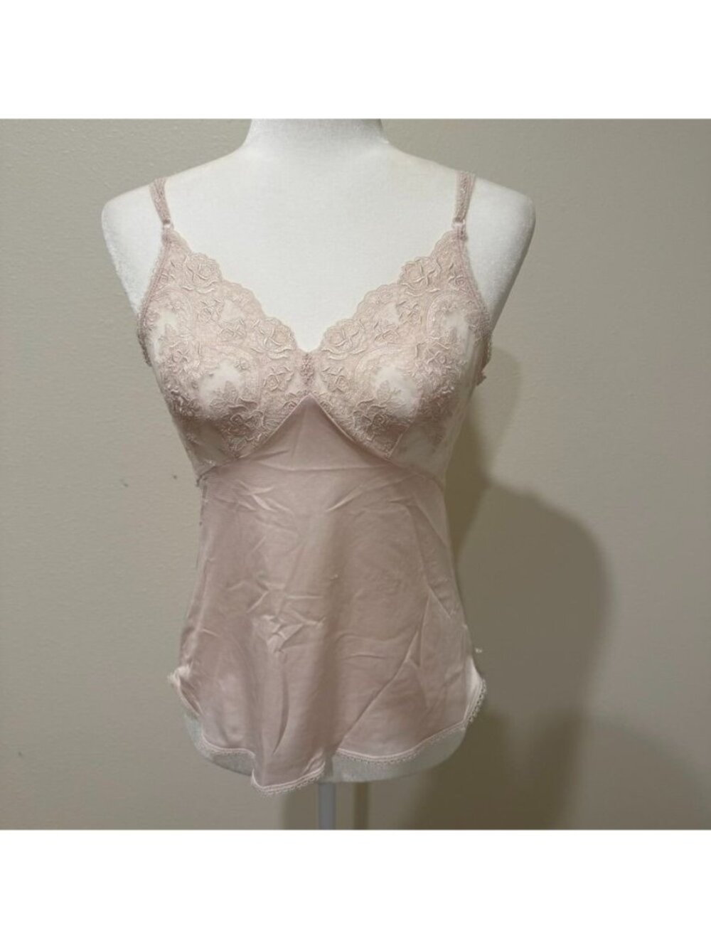 Vintage Romantic Satin Lace Blush Pink Cami Size Small Coquette Fairycore